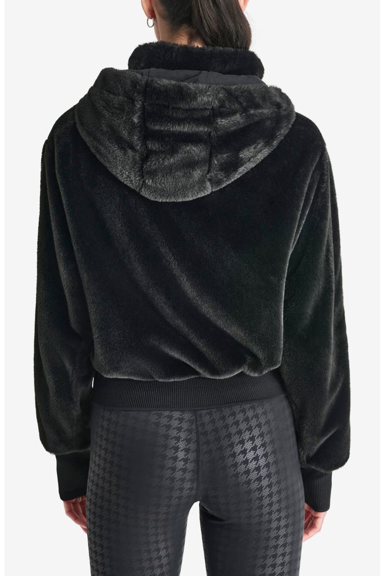 Faux Fur Zip Jacket with Removable Hood, Alternate, color, BLACK