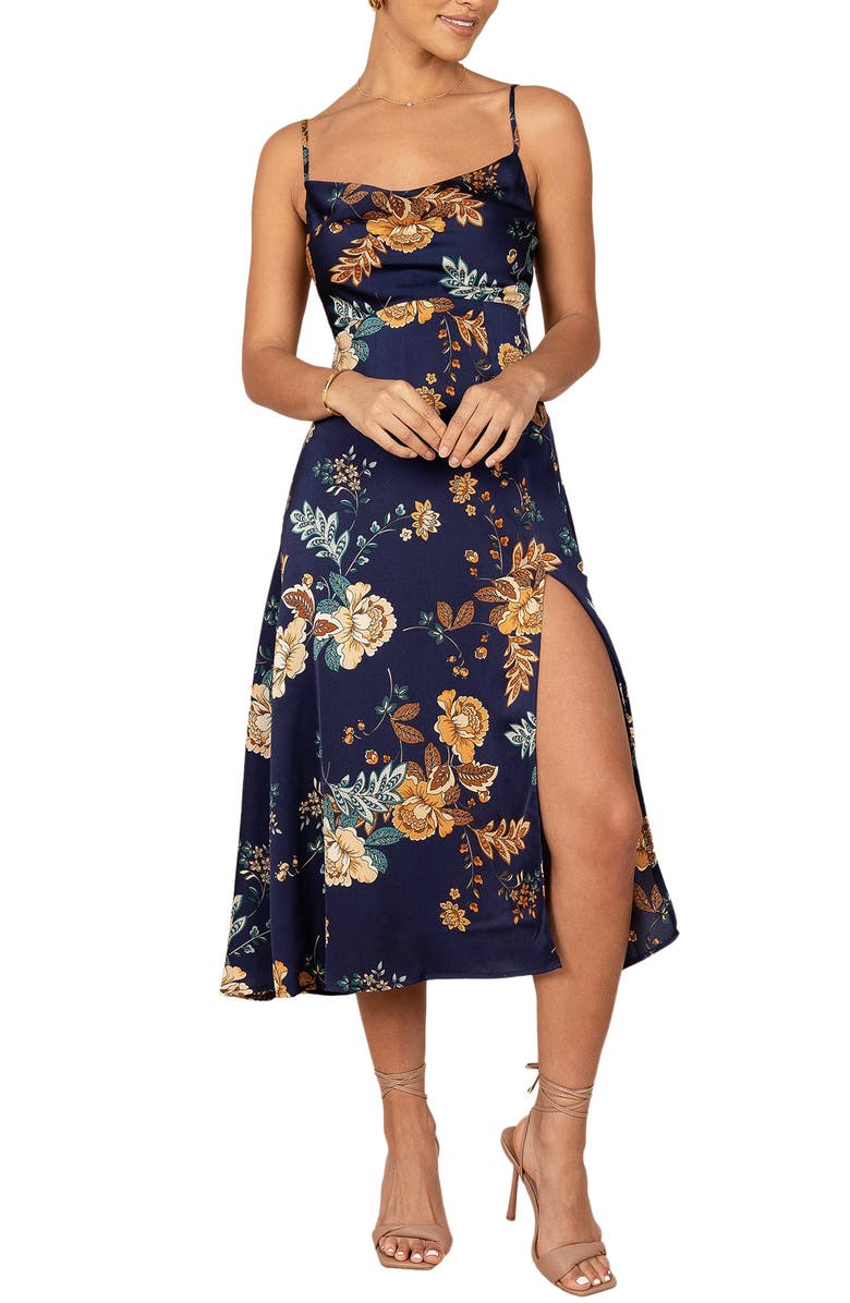 Petal & Pup Alejandra Floral Print Midi Dress, Alternate, color, Navy