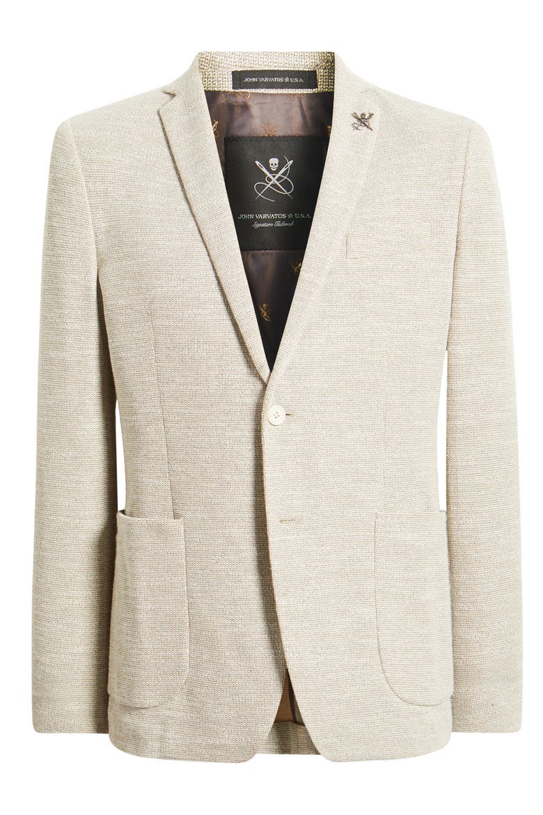 Varick Slim Fit Tan Knit Sport Coat, Alternate, color, OATMEAL