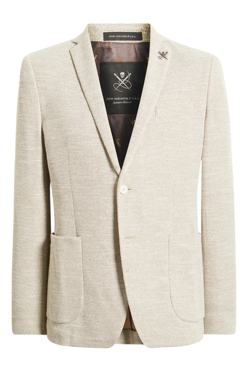 John Varvatos Star USA Varick Slim Fit Tan Knit Sport Coat, Alternate, color, Oatmeal