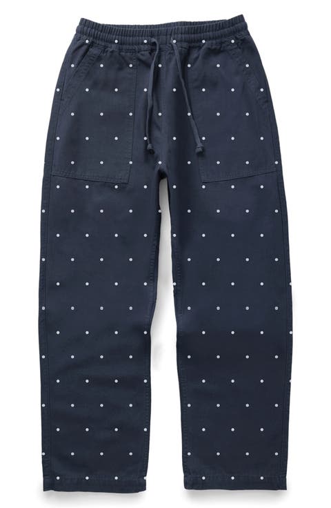 Polka Dot Cotton Canvas Drawstring Chef Pants