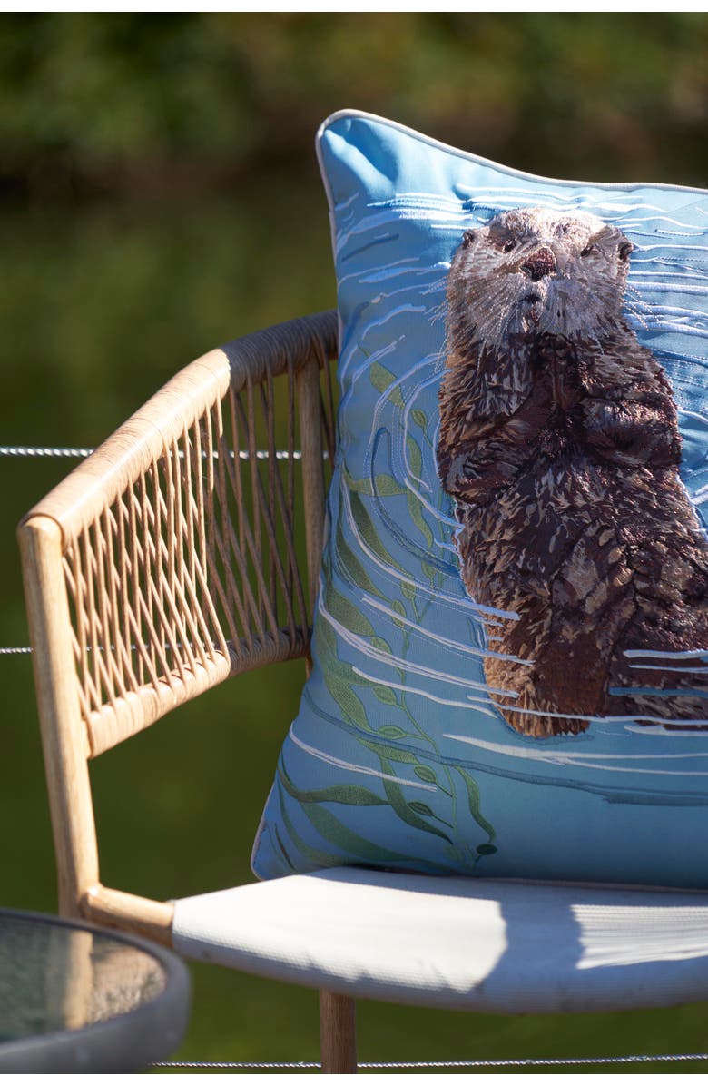 RightSide Designs Sea Otter Pillow, Alternate, color, Blue