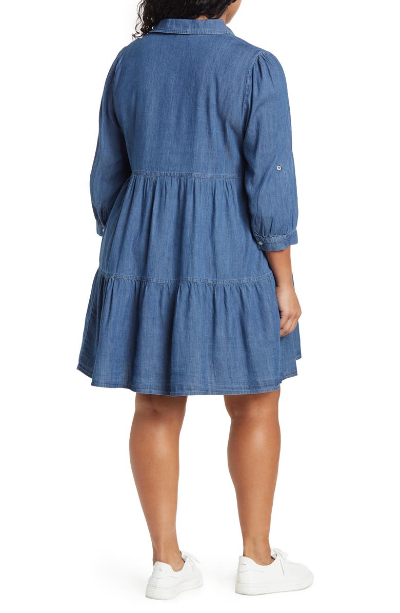 Tommy Hilfiger Ruffle Hem Chambray Shirt Dress, Alternate, color,