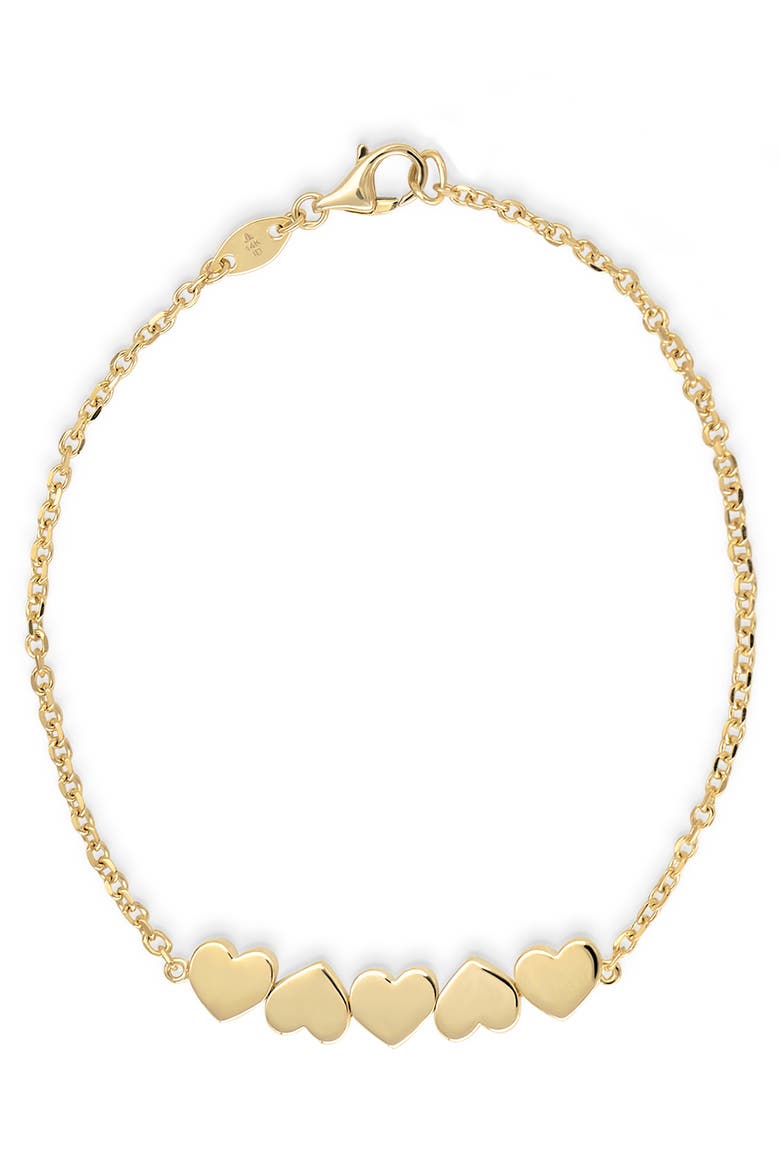 Sweet Heart Chain Bracelet in 14K Gold, Alternate, color, Yellow Gold