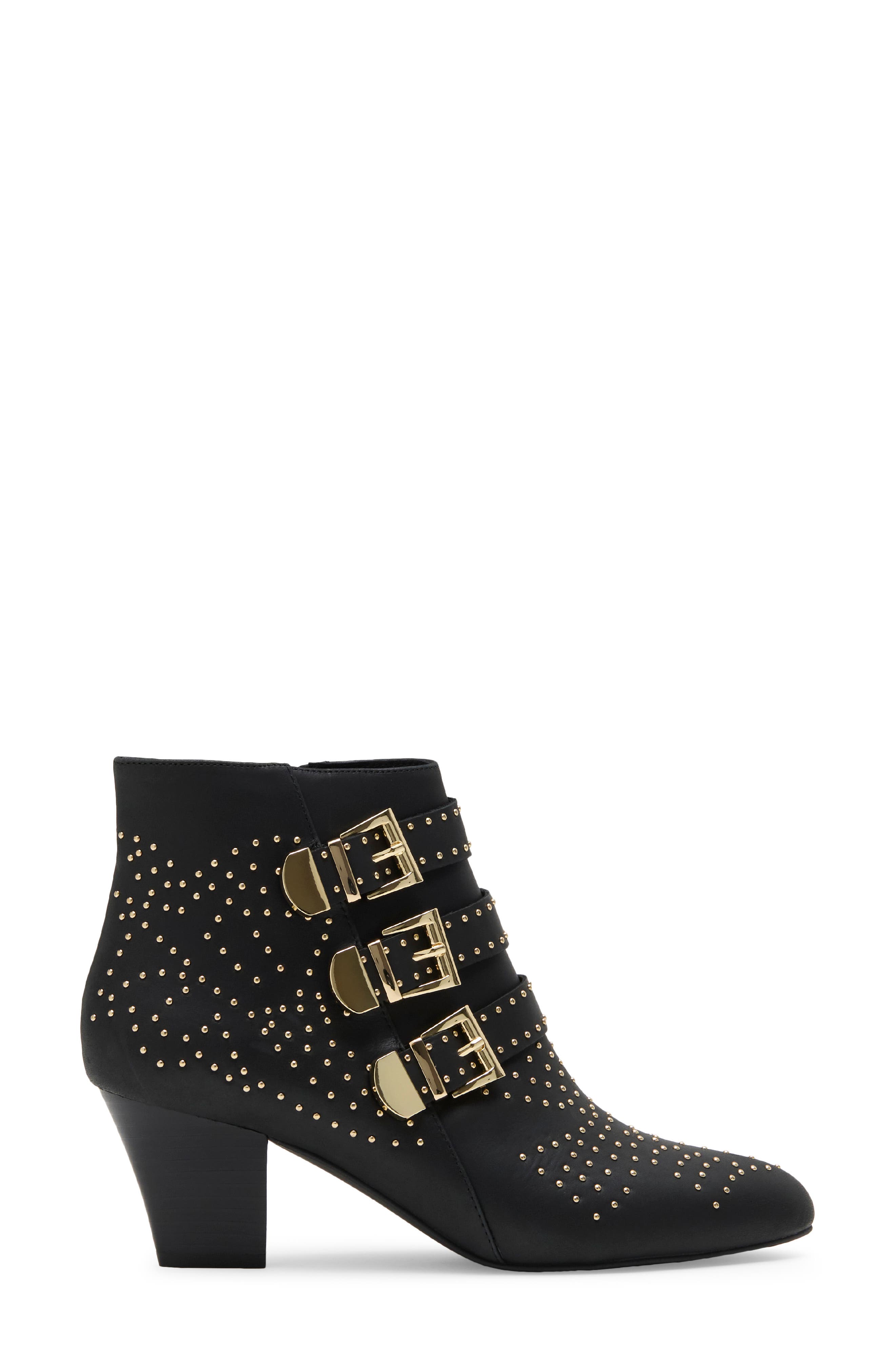 Starburst Leather Bootie, Alternate, color, BLACK GOLD