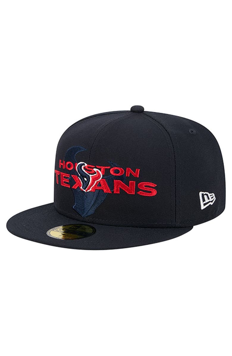 New Era Men
s New Era Navy Houston Texans Overlap Wordmark 59FIFTY Fitted Hat, Alternate, color, Navy