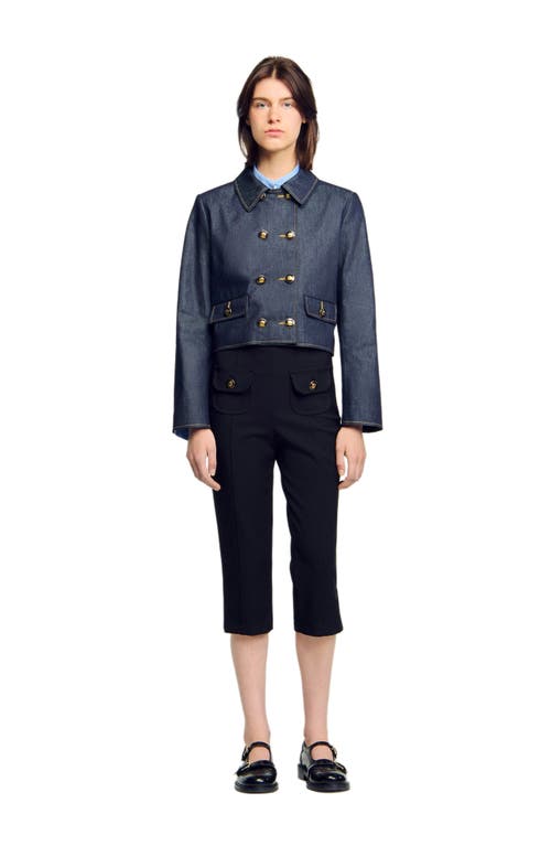 Sandro Denim Tailored Jacket In Blue