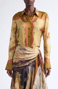 Zimmermann Valiant Scarf Print Silk Twill Button-Up Shirt