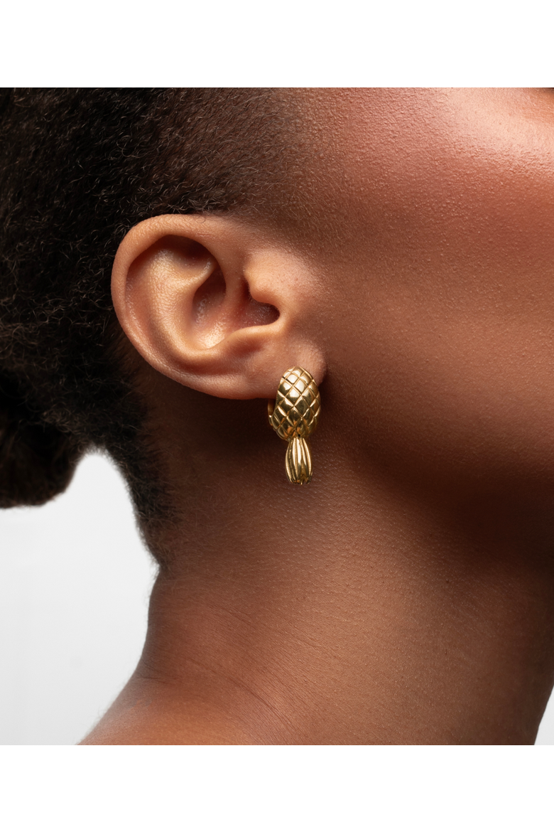 Pineapple Earrings, Alternate, color, Gold