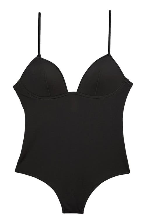 Fleur Du Mal Cupped Non-wire Bodysuit In Black
