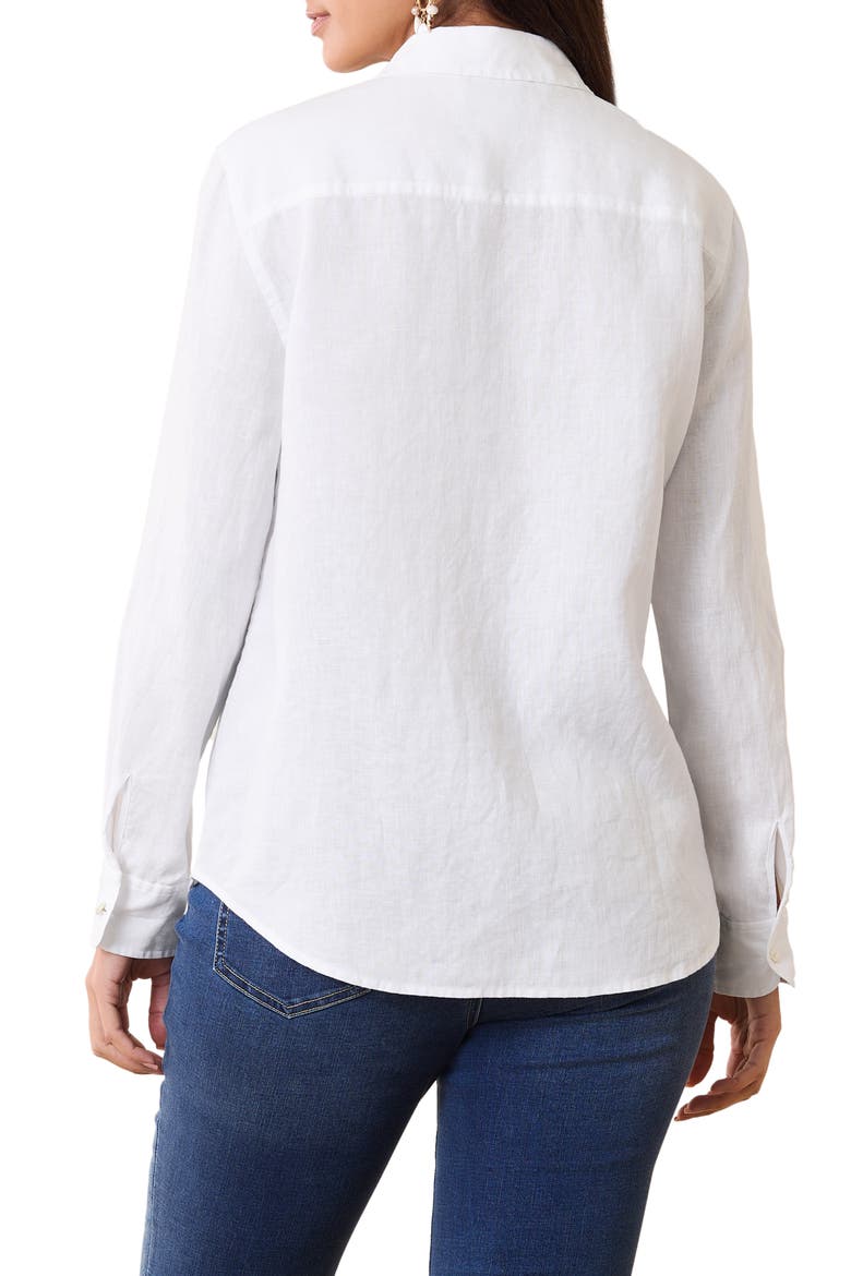 Coastalina Linen Button-Up Shirt, Alternate, color, WHITE