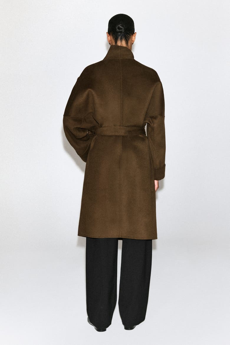Oversized Double-faced Wool Shawl Coat, Alternate, color, BROWN
