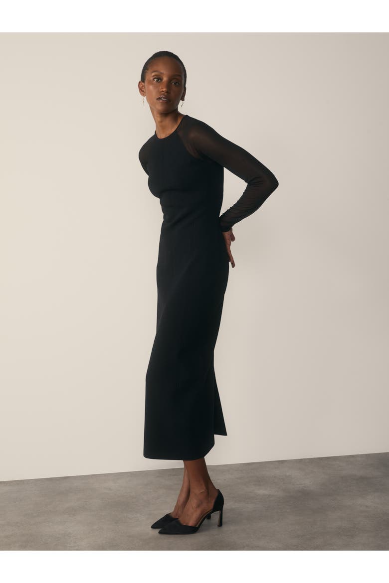 Sculpted Stretch Knit Midi Dress, Alternate, color, Black
