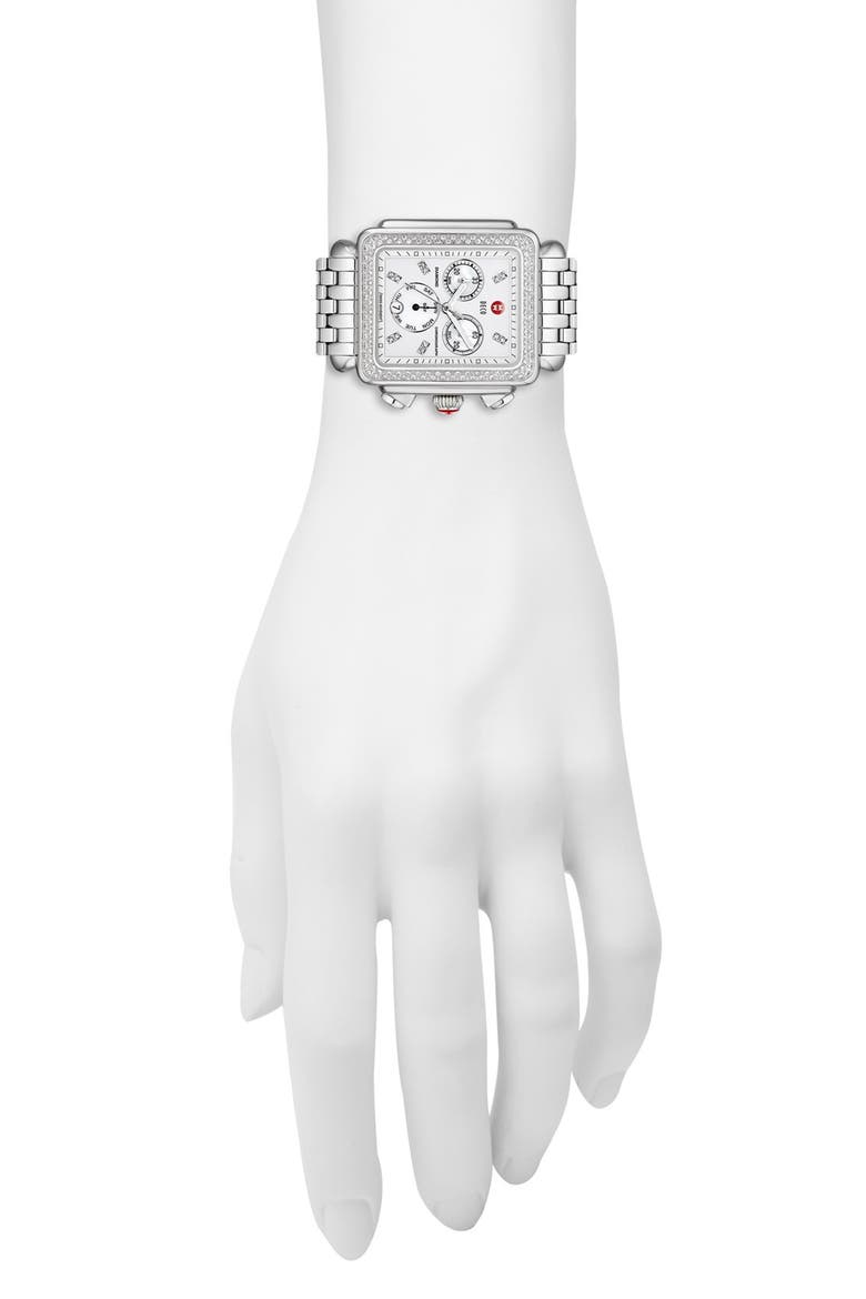 'Deco XL Diamond' Diamond Dial Watch Case, 37mm x 38mm, Alternate, color, SILVER
