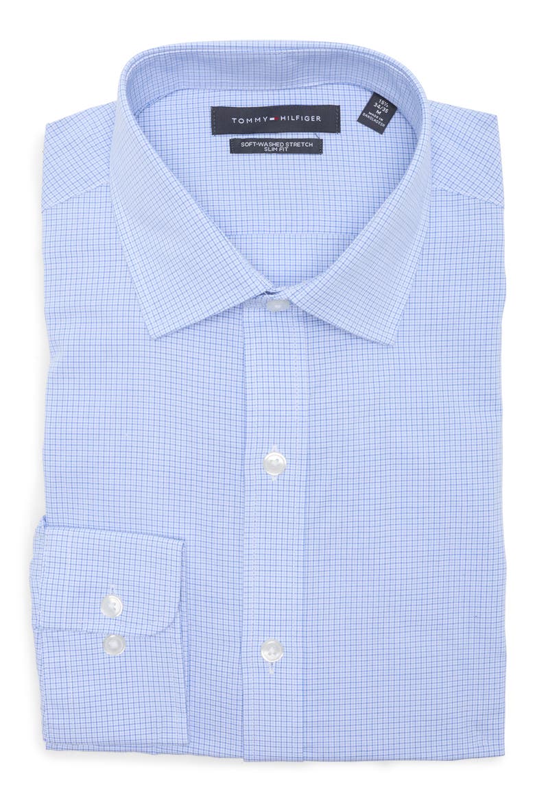 Soft Washed Stretch Slim Fit Dress Shirt, Alternate, color, CLASSIC BLUE