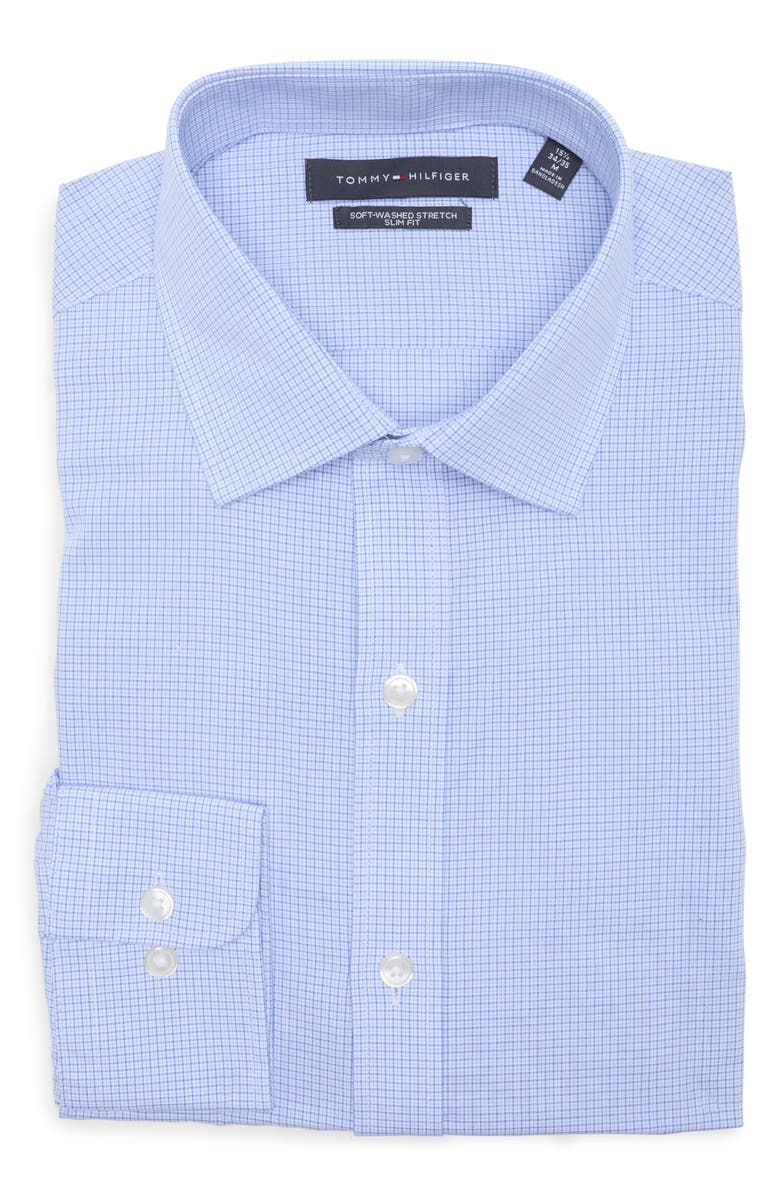 Tommy Hilfiger Soft Washed Stretch Slim Fit Dress Shirt, Alternate, color, Classic Blue