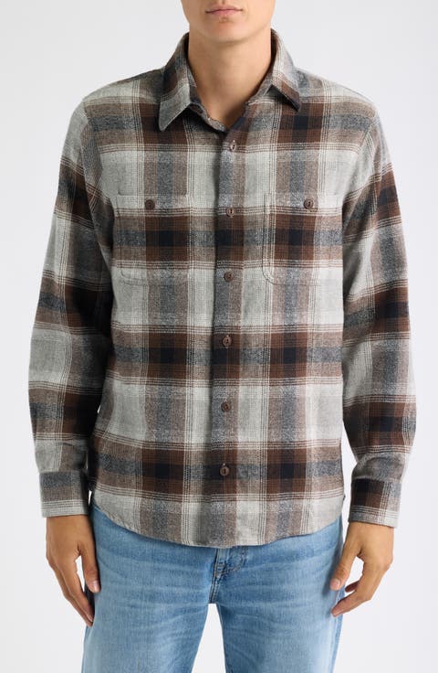 Plaid Flannel Button-Up Work Shirt