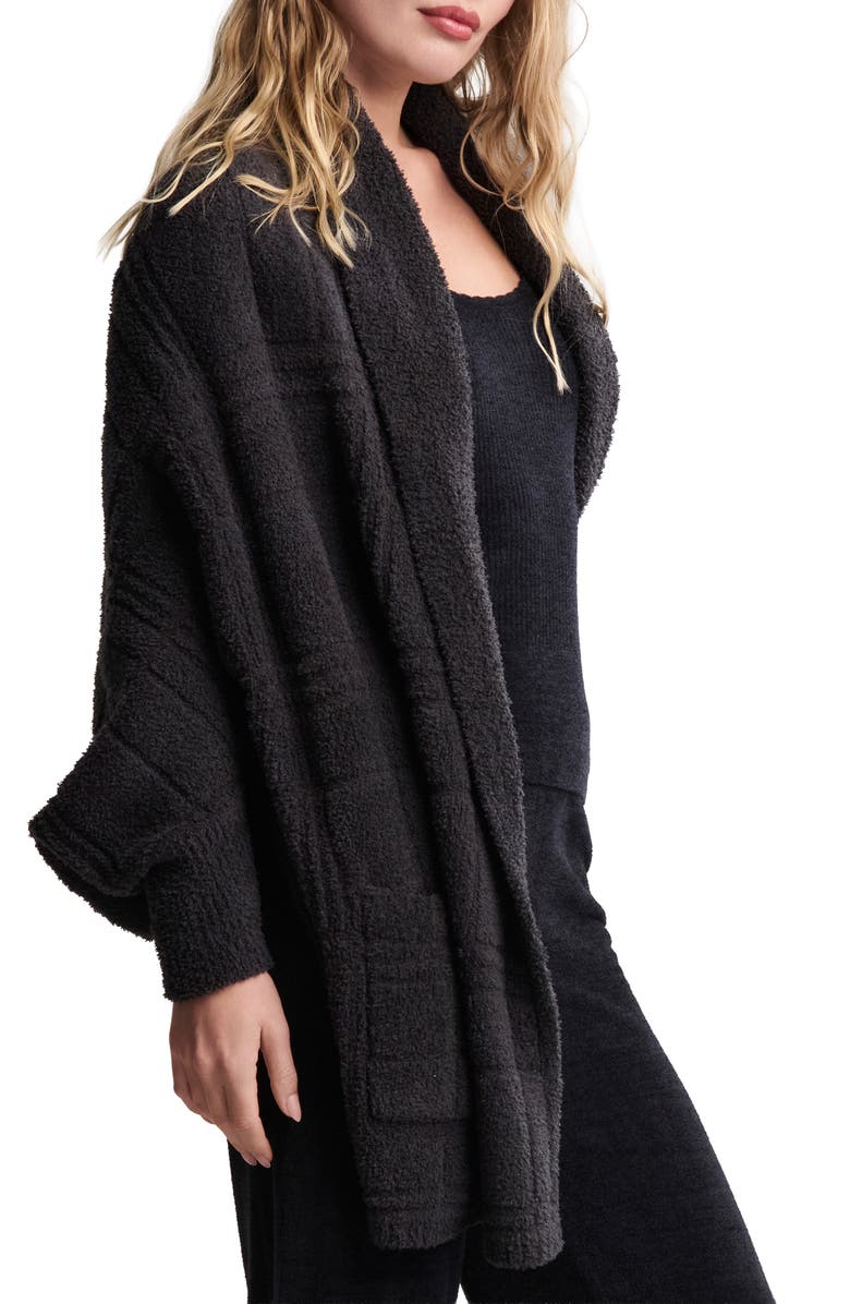 Barefoot Dreams<sup>®</sup> CozyChic<sup>®</sup> Tonal Plaid Open Front Cardigan, Alternate, color, Carbon