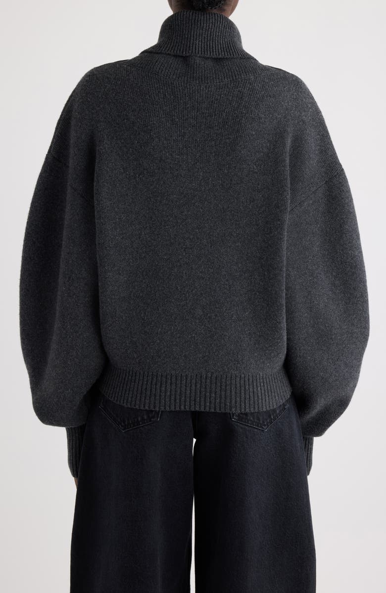 Jacquemus La Maille Pallone Virgin Wool & Cashmere Turtleneck Sweater, Alternate, color, Dark Grey