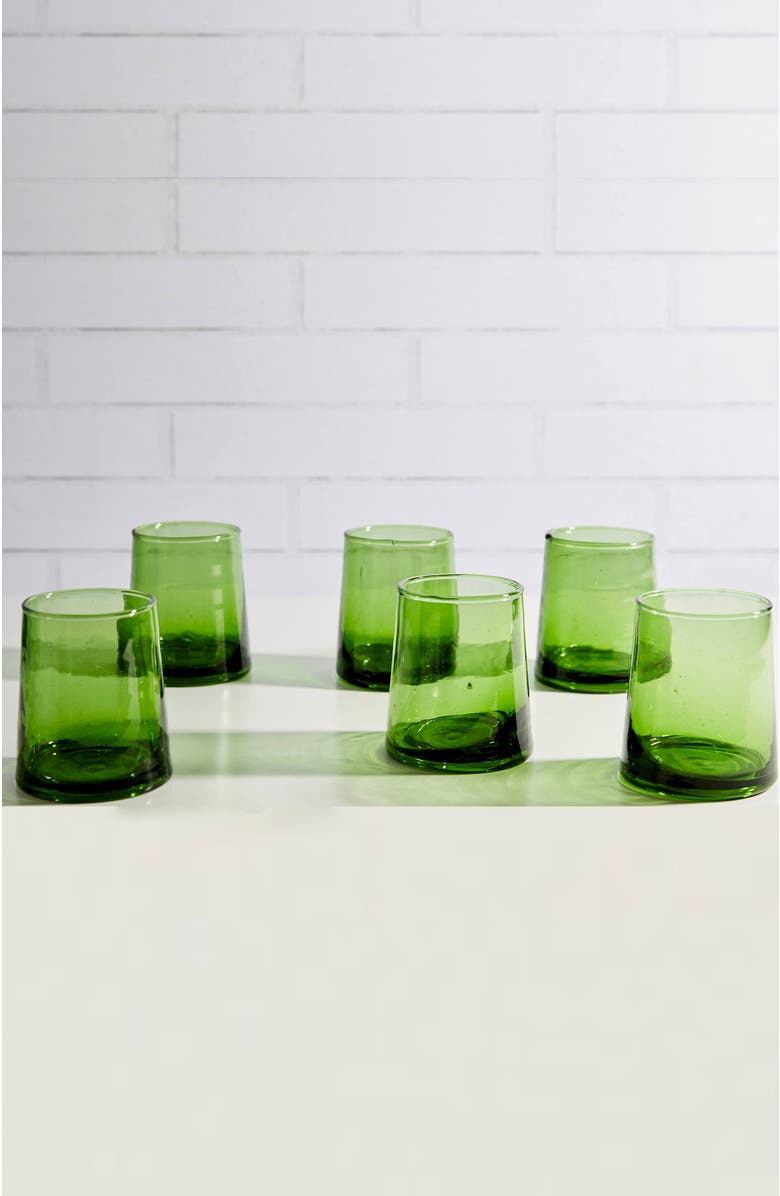 Verve Culture Moroccan Cone Glass Small, Alternate, color, Green