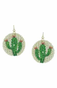 OLIVIA WELLES Cactus Straw Drop Earrings