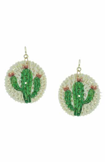 Cactus Straw Drop Earrings