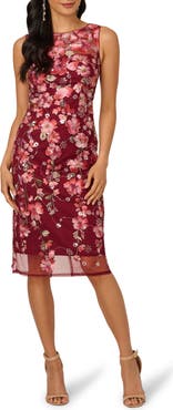 Adrianna Papell Embroidered Floral Evening Cocktail Dress