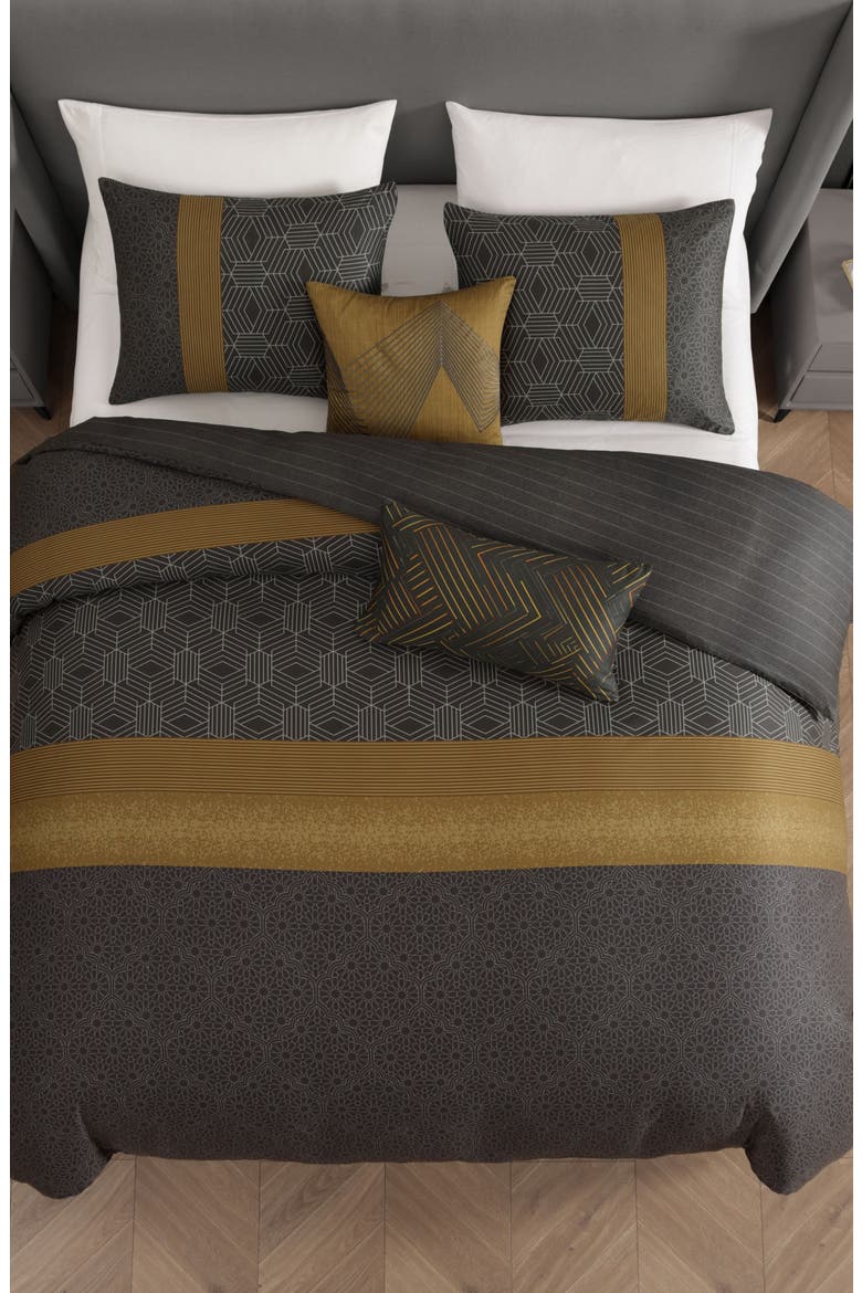 Golden Hex Reversible 5-Piece Comforter Set, Alternate, color, GREY