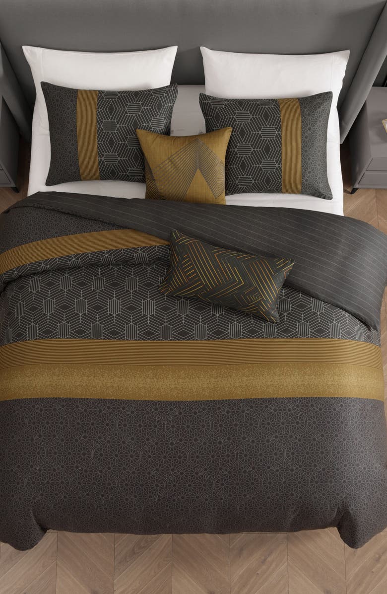 Bebejan Golden Hex Reversible 5-Piece Comforter Set, Alternate, color, Grey