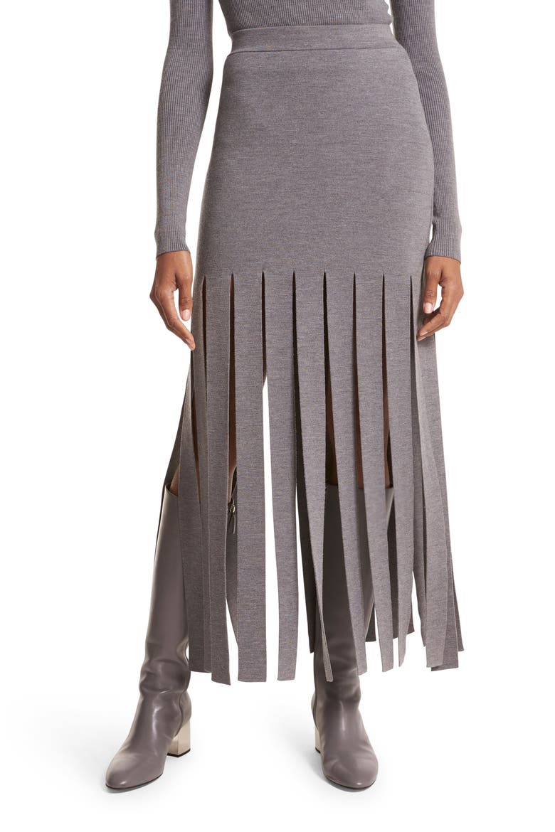 Merino Wool Blend Streamer Skirt, Main, color, BANKER MELANGE