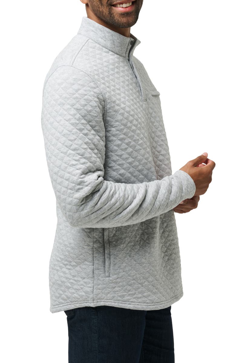 TravisMathew Transatlantic Quilted Henley Pullover, Alternate, color, Heather Light Grey