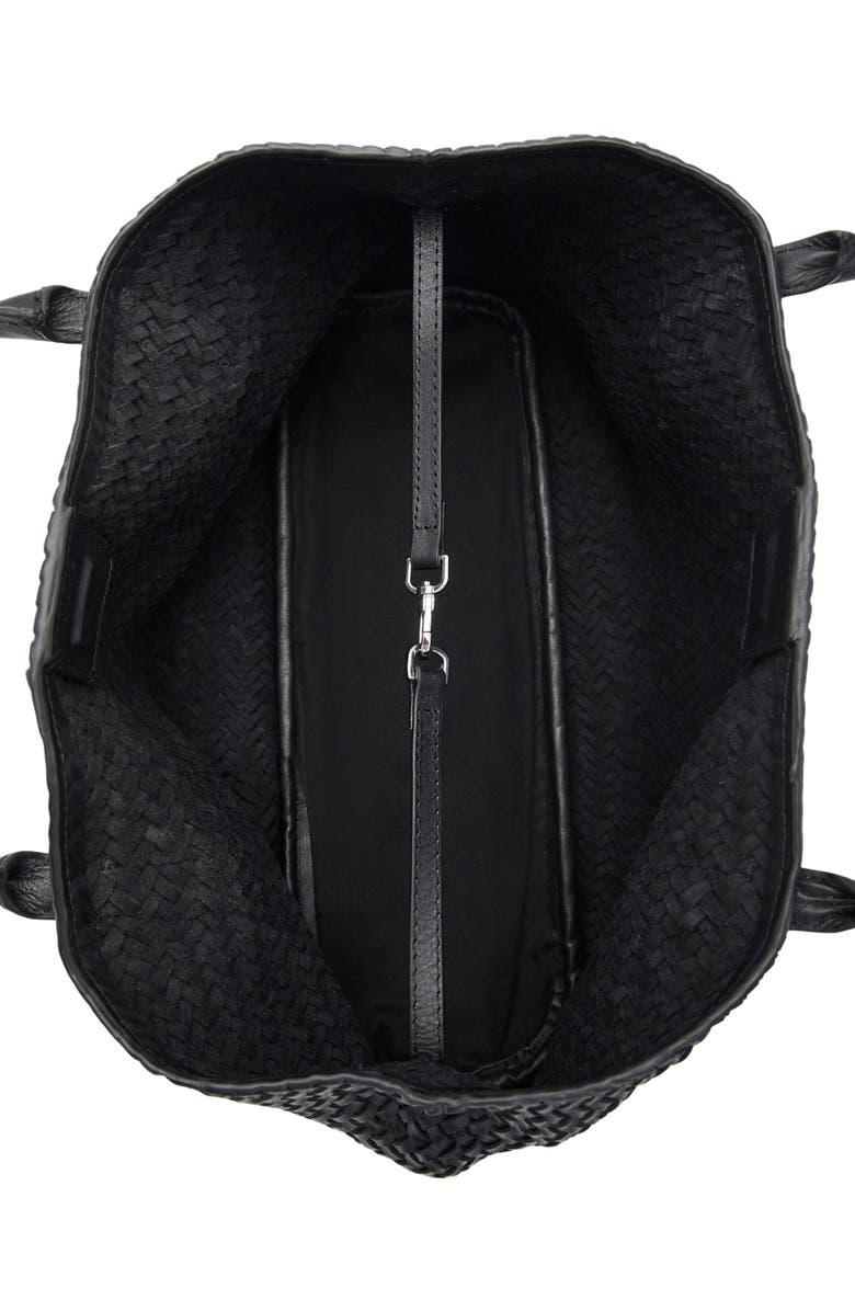 MANGO Braided Leather Shoulder Bag, Alternate, color, Black