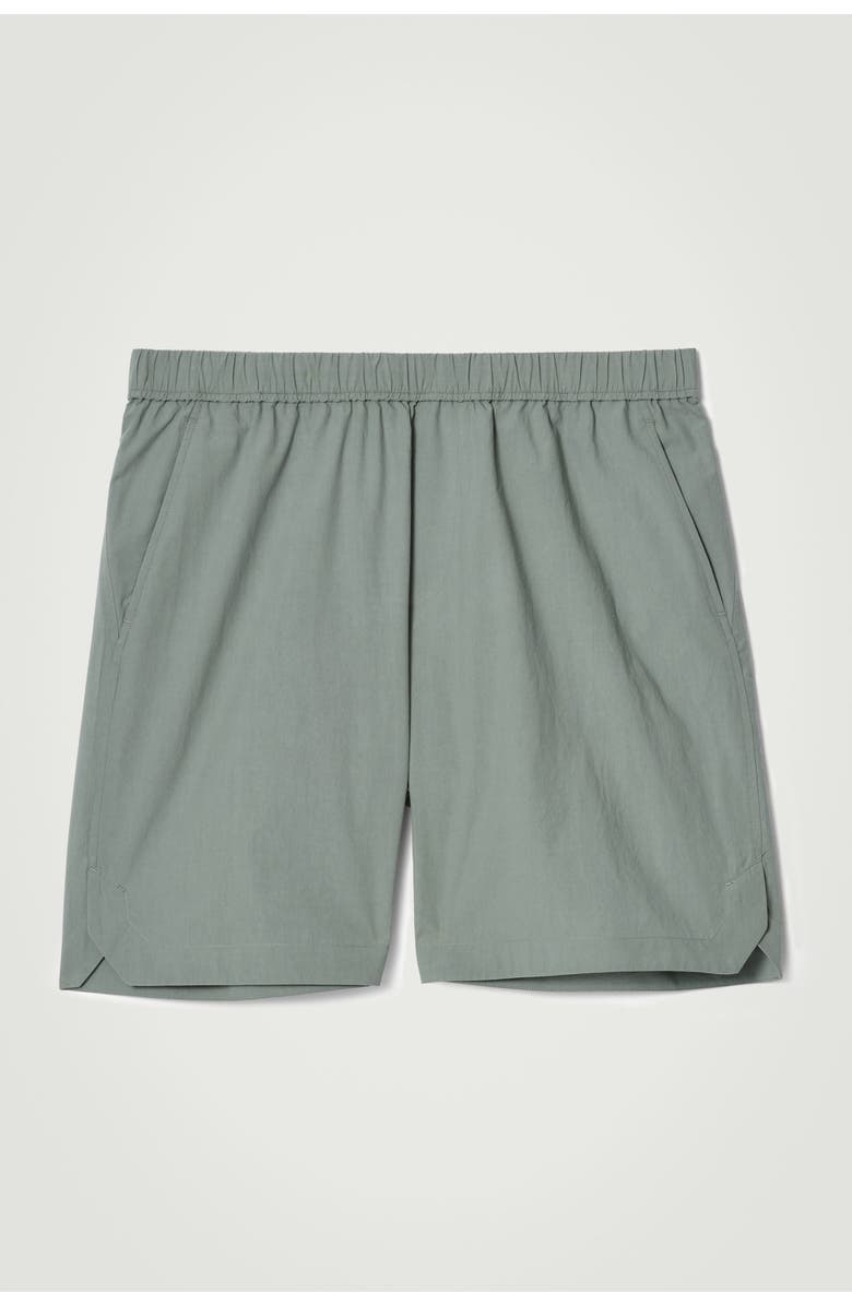 COS Pima Cotton Elasticated Shorts, Main, color, Green
