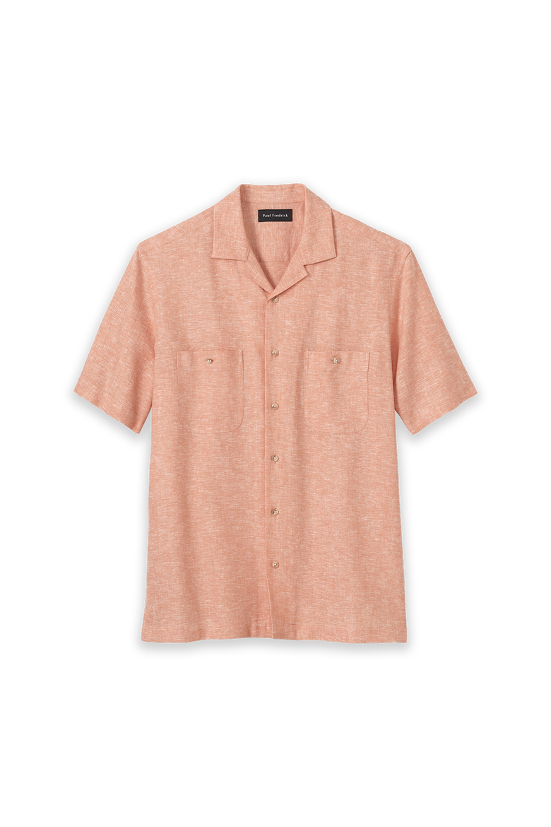 Slim Fit Linen Blend Solid Casual Shirt, Main, color, Light Coral
