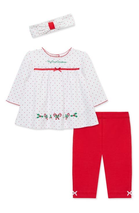 Holly Holiday Tunic, Leggings and Headband Set (Baby)