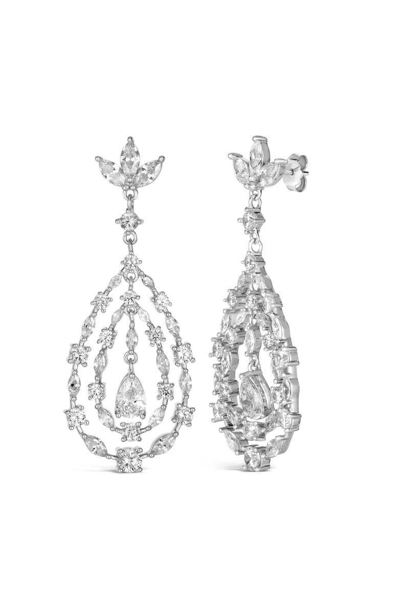 Anna Zuckerman Retro Glamour Chandelier Earrings, Main, color, Platinum