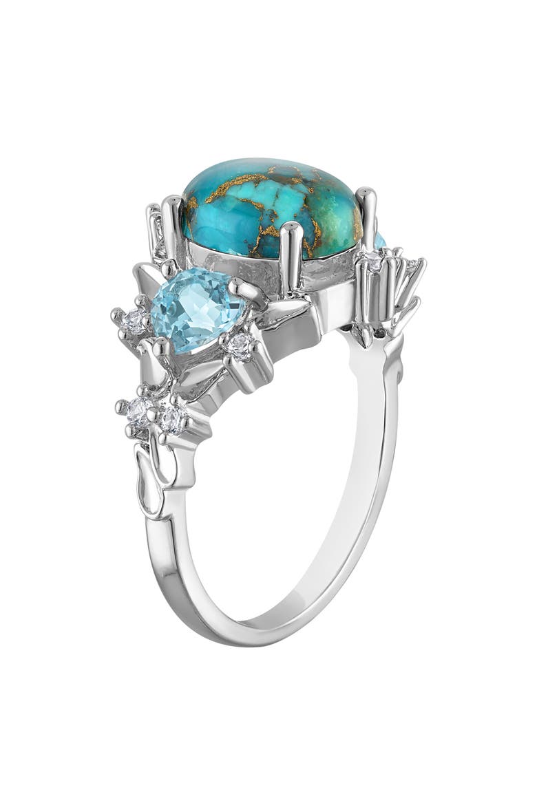 Turquoise and Blue Topaz Ring, Alternate, color, WHITE