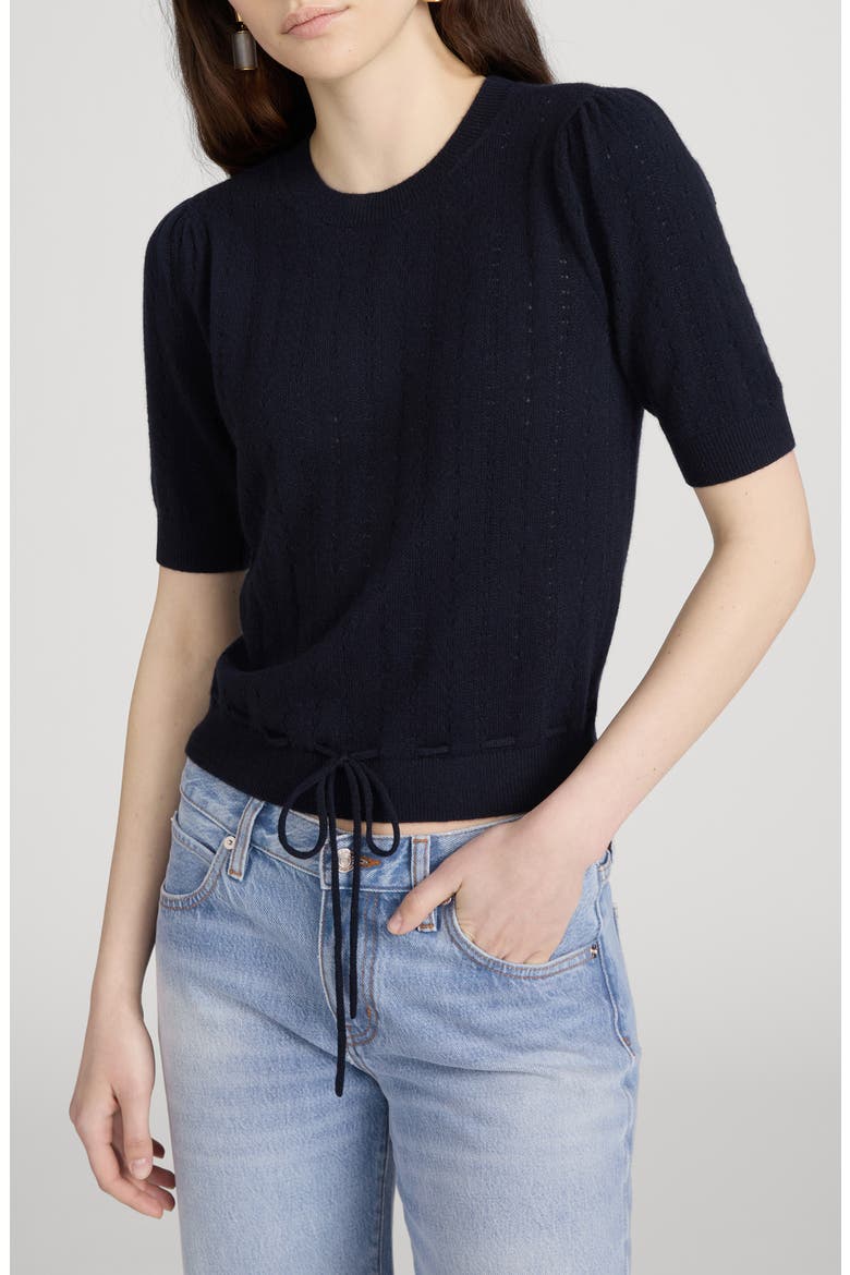 The Cashmere Charm Pointelle Sweater, Main, color, NAVY