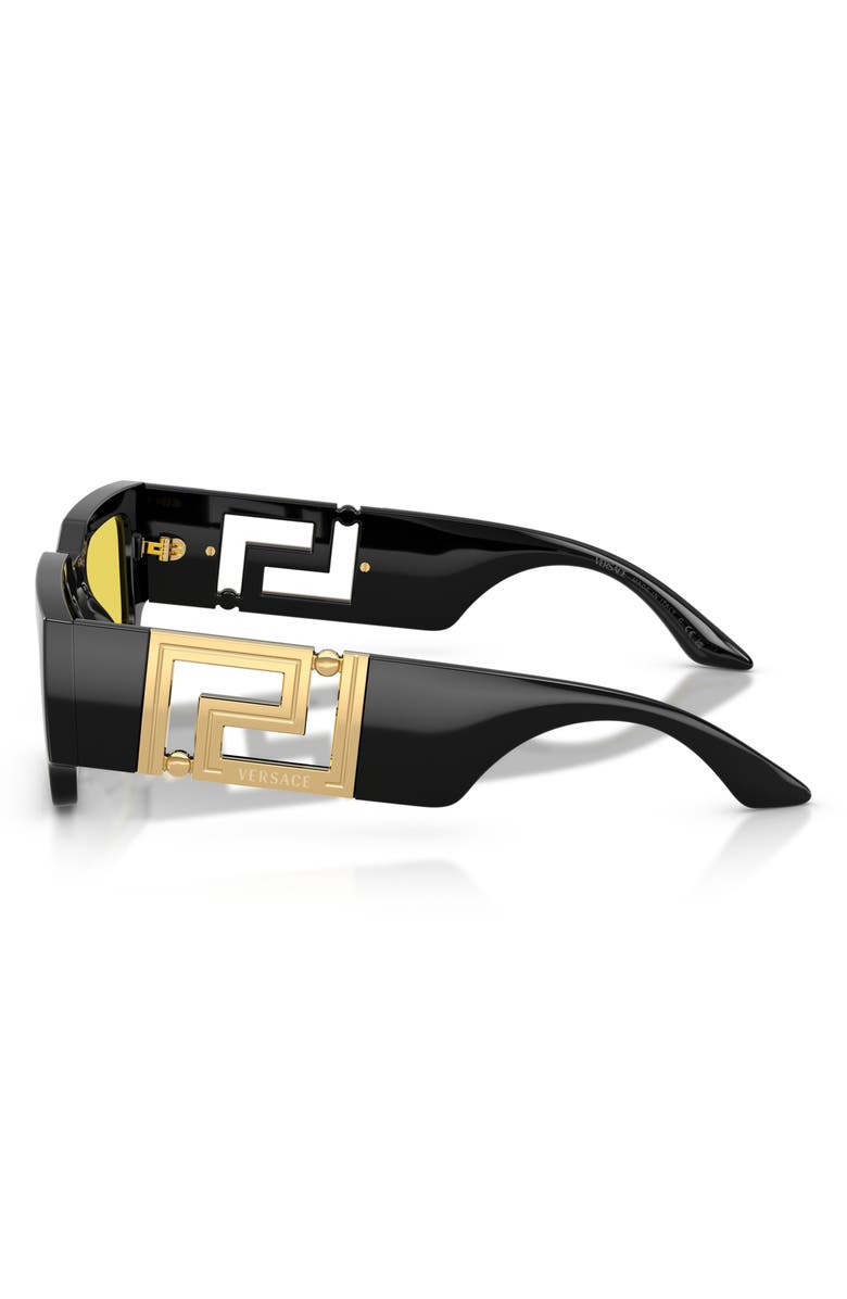 Versace 54mm Rectangular Sunglasses, Alternate, color, Black / Yellow