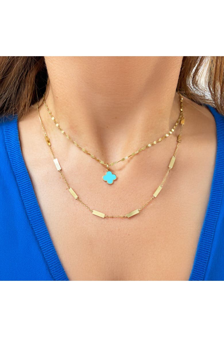 Turquoise Clover Charm, Alternate, color, Turquoise