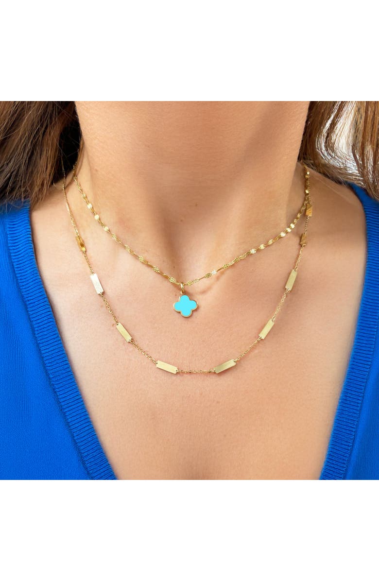 The Lovery Fine Jewelry Turquoise Clover Charm, Alternate, color, Turquoise