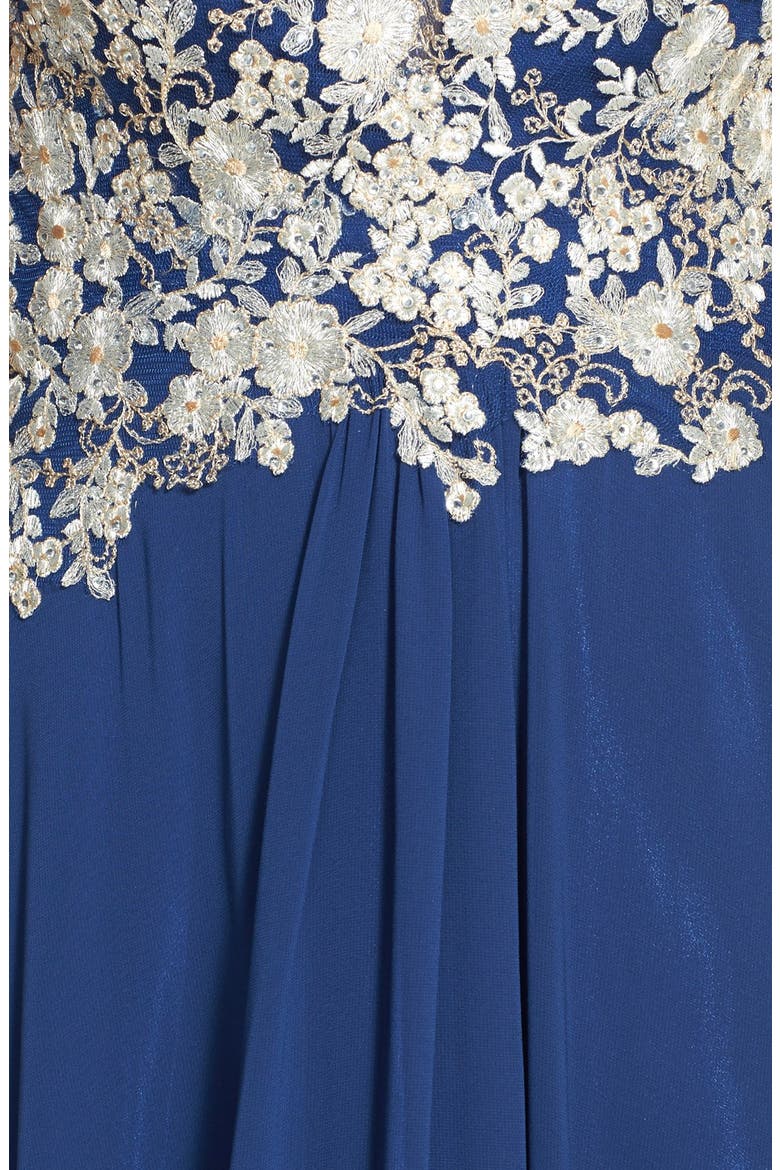 Embroidered Chiffon Gown, Alternate, color, NAVY