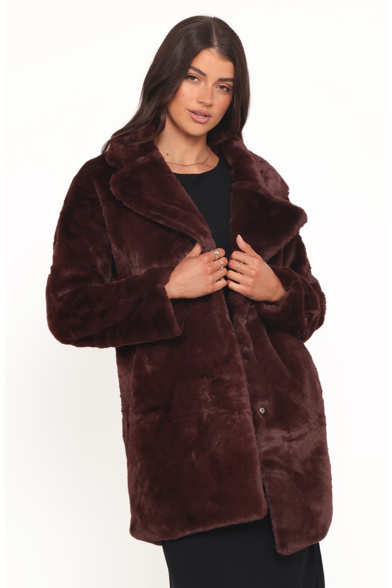 Meeka Faux Fur Jacket, Alternate, color, BURGUNDY