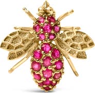 Haus of Brilliance 14K Yellow Gold Red Ruby Bee Brooch Pin