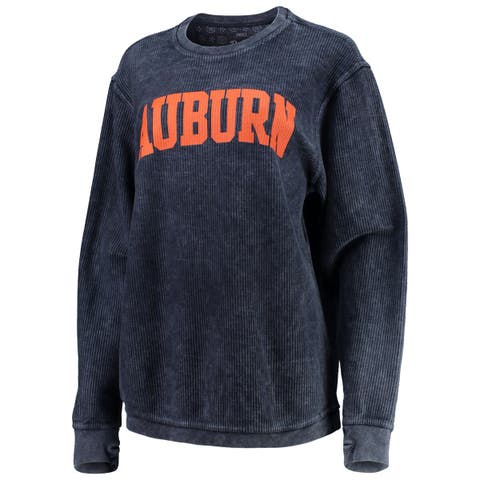 Women's Pressbox Navy Auburn Tigers Comfy Cord Vintage Wash Basic Arch Pullover Sweatshirt