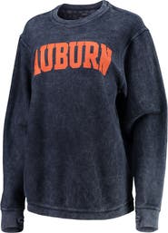 PRESSBOX Women's Pressbox Navy Auburn Tigers Comfy Cord Vintage Wash Basic Arch Pullover Sweatshirt