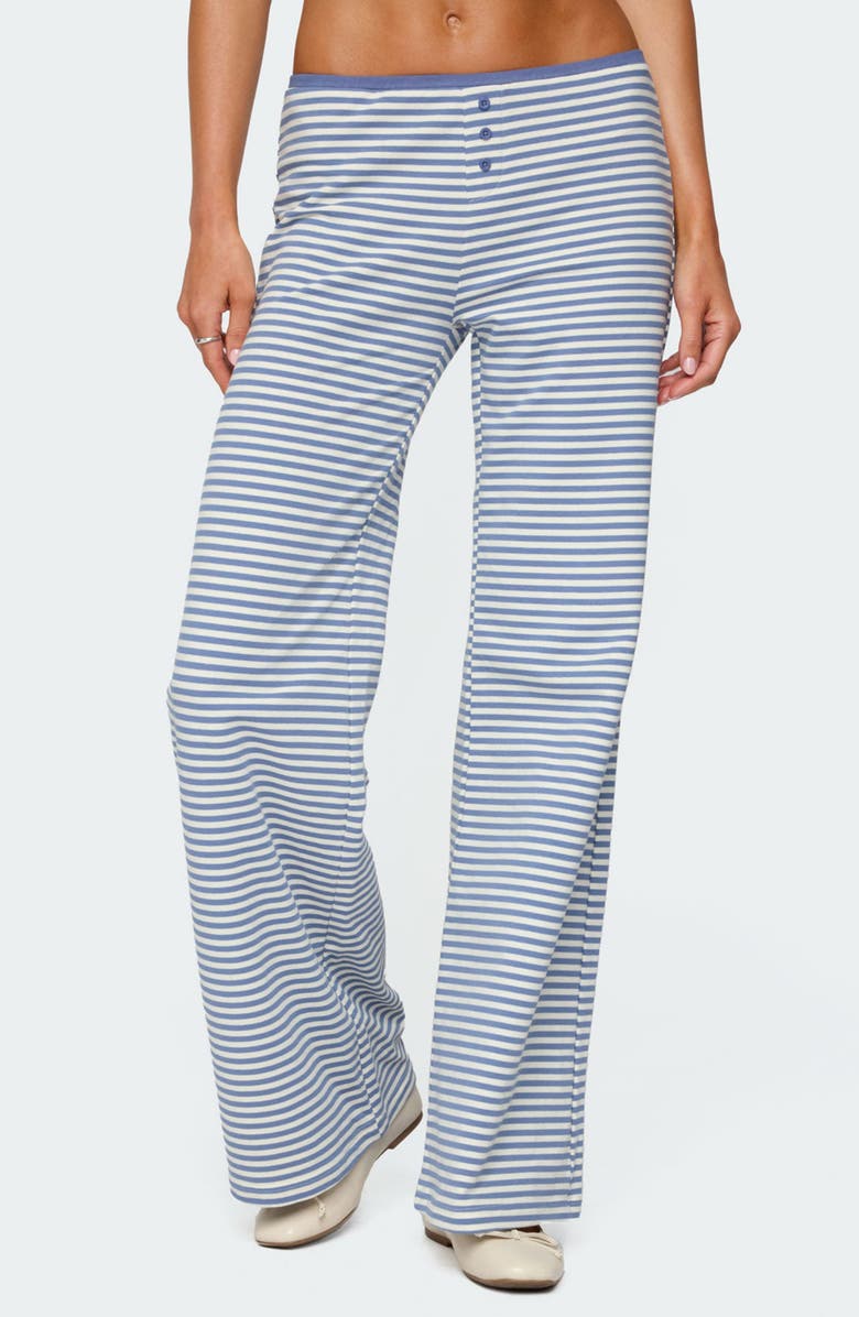 EDIKTED Monti Stripe Wide Leg Pants, Main, color, Blue-And-White