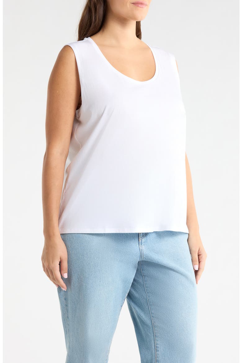 Scoop Neck Organic Cotton Tank, Alternate, color, WHITE