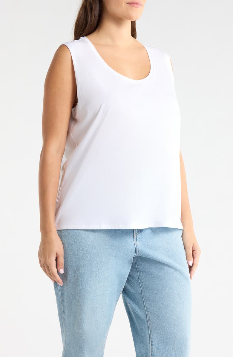 Eileen Fisher Scoop Neck Organic Cotton Tank, Alternate, color, White