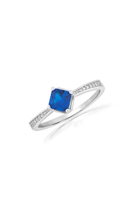 Simulated Sapphire & Cubic Zirconia Ring